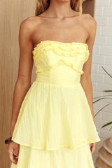 Top It Off Strapless Frill Trim Maxi Dress Butter