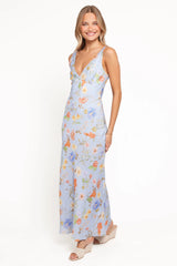 Lunaria Maxi Dress - Blue Floral