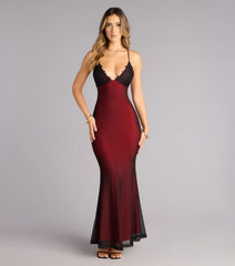 All Eyes Lace Trim Mermaid Maxi Dress