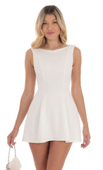 Pearl Open Back A-line Dress in White