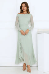 Darling At Dusk Long Sleeve Maxi Dress Sage