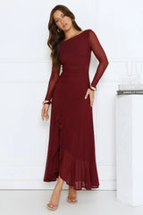 Darling At Dusk Long Sleeve Maxi Dress Wine