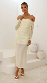 Isadora Off Shoulder Maxi Dress - Yellow