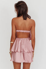 Behati Tiered Layer Strapless Dress Dusty Rose