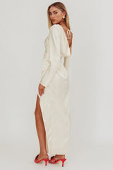 Loveland Long Sleeve Cowl Back Maxi Dress Beige