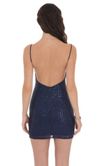 Sequin Bodycon Dress in Navy