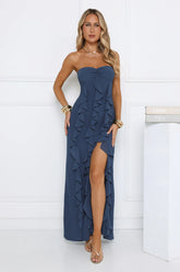 Twirl Queen Strapless Maxi Dress Teal