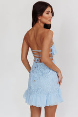 Monte Carlo Strapless Ruffle Dress Steel Blue