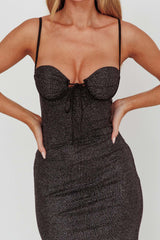 Fortune Bust Tie Maxi Dress Sparkle Black