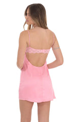 Satin Cowl Neck Dress in Pink