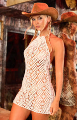 Marlon White Crochet Mini Dress