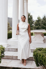 Anabelle Halter Neck Lace Maxi Dress - White