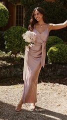Yasmeen Tie Front Maxi Dress - Dusty Pink