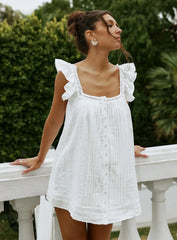 Summerland Broiderie Mini Dress White