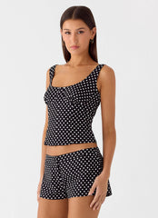 Coastline Bustier Top - Black Polkadot