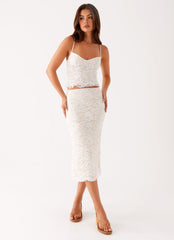 Crystal Clear Lace Midi Skirt - Ivory
