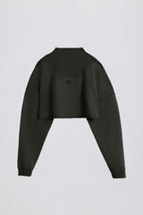 Acid Wash Cropped Sweatshirt in Ash