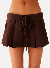 Dalia Dusk Pleated Mini Skirt - Chocolate
