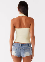Eye Contact Sequin Halter Top - Yellow