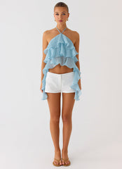 Inna Frill Halter Top - Aqua