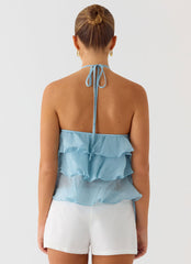 Inna Frill Halter Top - Aqua