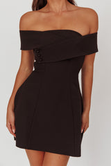 Midnight Moment Off-Shoulder Crossover Mini Dress Black
