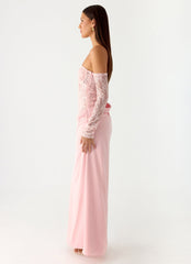 Kaina Off Shoulder Maxi Dress - Pink
