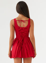 Sassy Soiree Corset Mini Dress - Red