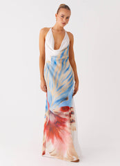 Stars Align Cowl Maxi Dress - White Sea Bloom