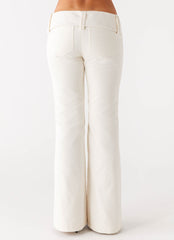 Zadie Low Rise Cord Jeans - Pearl