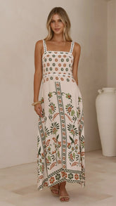 Michaela Maxi Dress - Green Floral