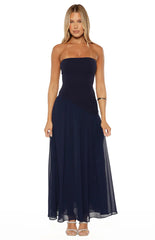 Zelia Strapless Navy Maxi Dress