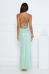 Starlit Shores Sequin Maxi Dress Seafoam