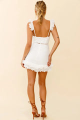 Kaley Layered Frill Hem Textured Dress White