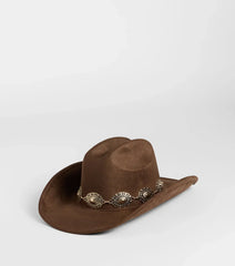 Nice Gal Concho Faux Suede Cowboy Hat
