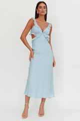 Second Chances Ruffle Trim Maxi Dress Blue