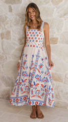 Michaela Maxi Dress - Blue/Red Floral