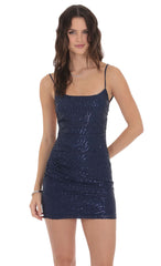 Sequin Bodycon Dress in Navy