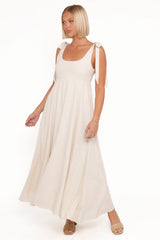 Valara Tie Shoulder Maxi Dress - Oatmeal