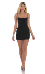 Pearl Outline Bodycon Dress in Black