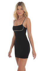 Pearl Outline Bodycon Dress in Black