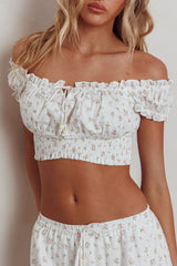 Canyon Cove Puff Sleeve Crop Top Floral Pink