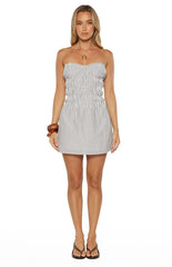 Calvin Blue Stripe Strapless Mini Dress