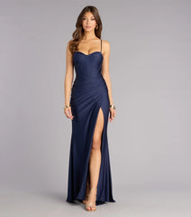 Aliana Lace-Up High Slit Mermaid Dress
