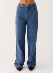 Back Again Straight Leg Denim Jeans - True Blue