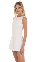 High Neck Dress in White