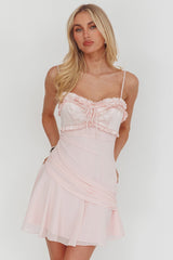 Dainty Frill Trim Mini Dress Pink