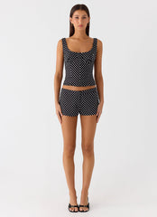 Coastline Bustier Top - Black Polkadot