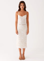 Crystal Clear Lace Midi Skirt - Ivory