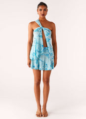 Delight Me Beaded Low Rise Mini Skirt - Blue